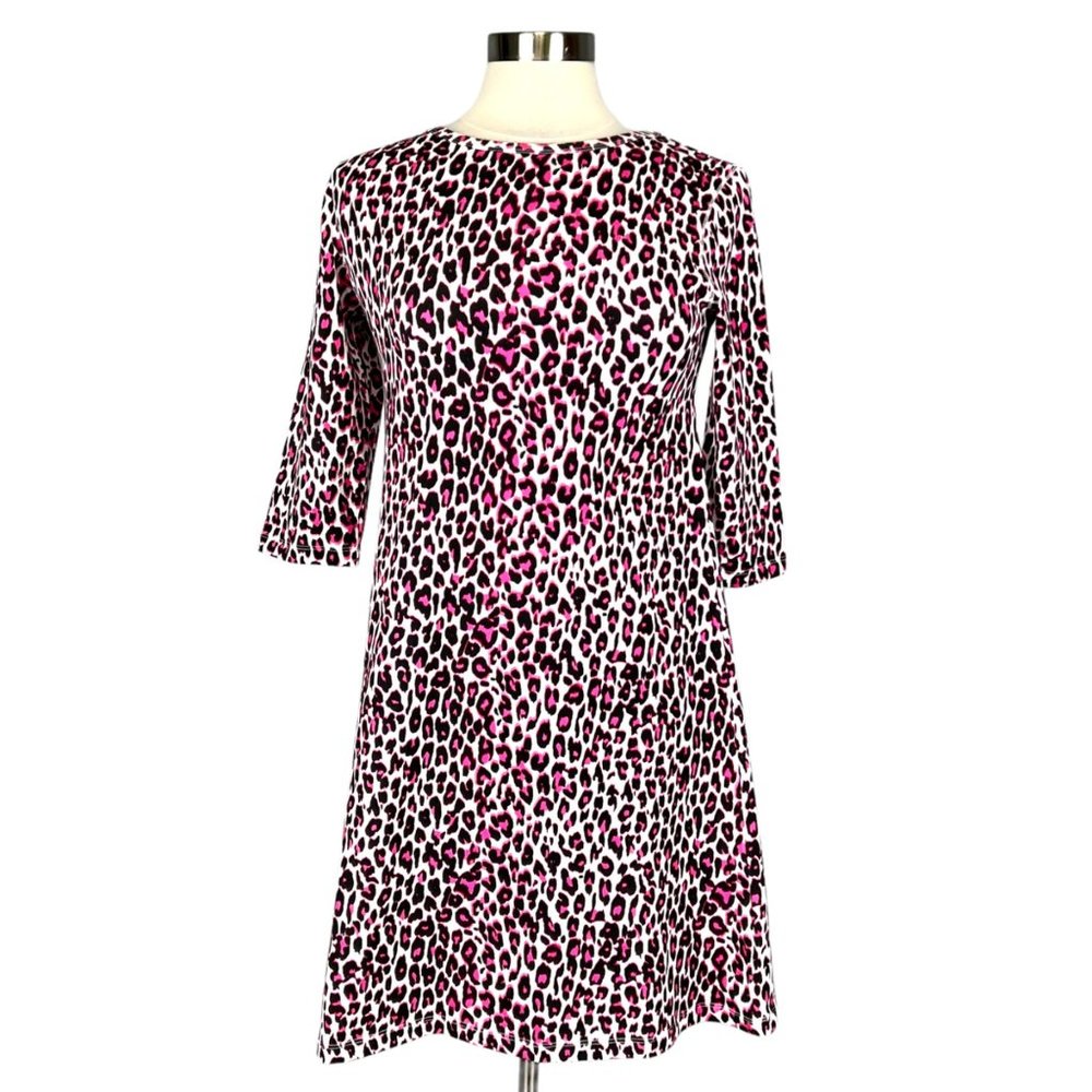 Tyler Boe Alexa Womens Pink Leopard Animal Print A Line Dress Cotton size Small